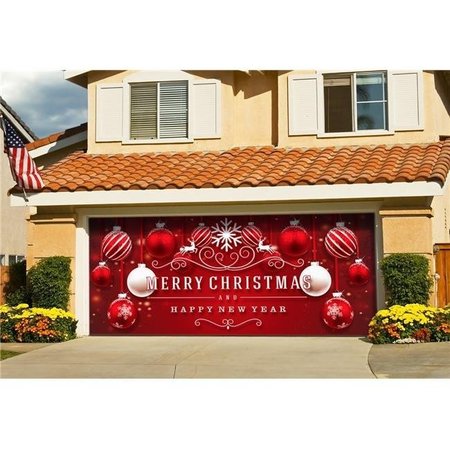 MY DOOR DECOR My Door Decor 285905XMAS-007 7 x16 ft. Red Ornaments in Snow Outdoor Christmas Holiday Door Banner Decor; Multi Color 285905XMAS-007